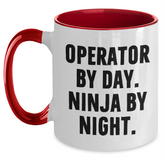 Operator Gifts, Operator By Day. Ninja By Night., Two Tone Coffee Mug, Funny Quote, Gifts from Men, Gifts for Operator - Main